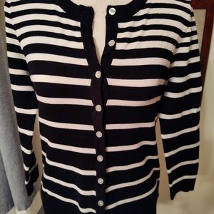 Striped button cardigan sweater
